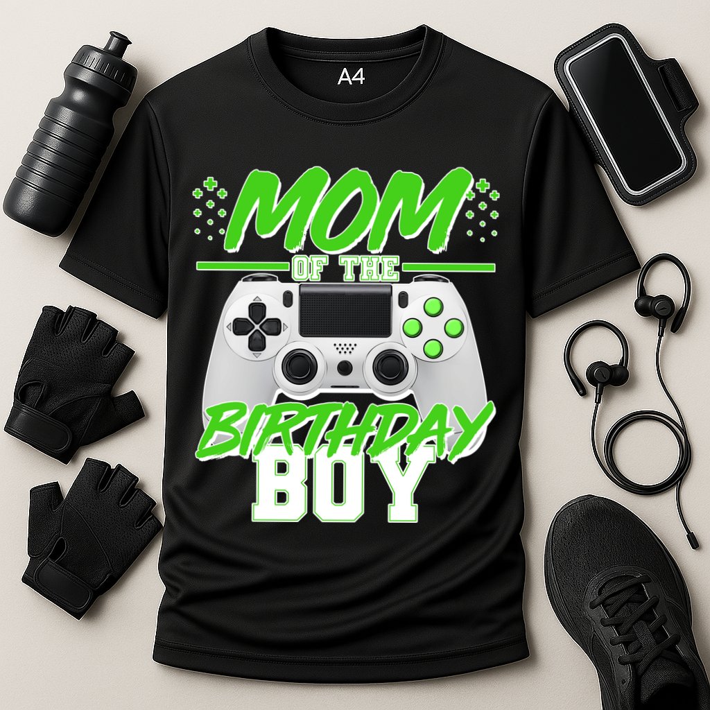 Mom Of Birthday Boy Video Gamer Cooling Performance Crew T-Shirt