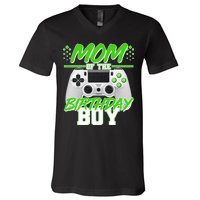 Mom Of Birthday Boy Video Gamer V-Neck T-Shirt