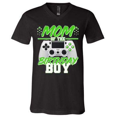 Mom Of Birthday Boy Video Gamer V-Neck T-Shirt