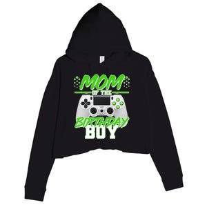 Mom Of Birthday Boy Video Gamer Crop Fleece Hoodie