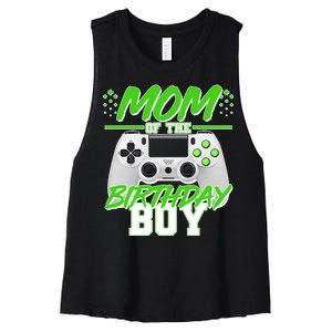 Mom Of Birthday Boy Video Gamer Women's Racerback Cropped Tank