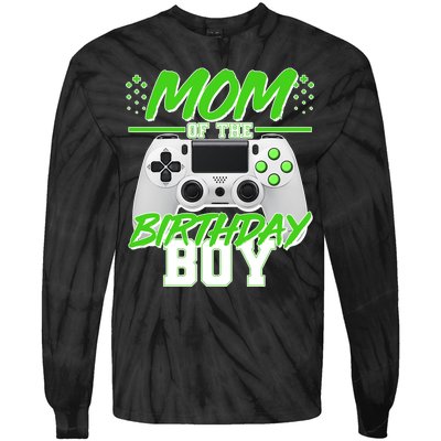 Mom Of Birthday Boy Video Gamer Tie-Dye Long Sleeve Shirt