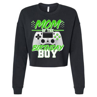 Mom Of Birthday Boy Video Gamer Cropped Pullover Crew