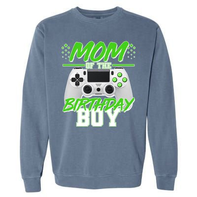 Mom Of Birthday Boy Video Gamer Garment-Dyed Sweatshirt