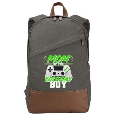 Mom Of Birthday Boy Video Gamer Cotton Canvas Backpack