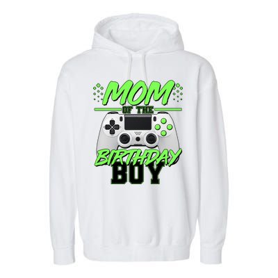 Mom Of Birthday Boy Video Gamer Garment-Dyed Fleece Hoodie