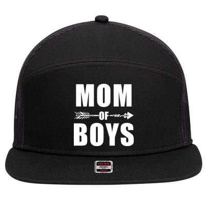 Mom of Boys Cute Mother's Day 7 Panel Mesh Trucker Snapback Hat