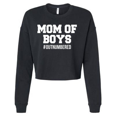 Mom of Boys Hashtag Out Numbered Cropped Pullover Crew