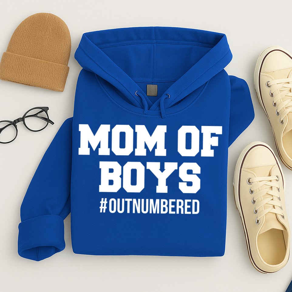 Mom of Boys Hashtag Out Numbered Hoodie