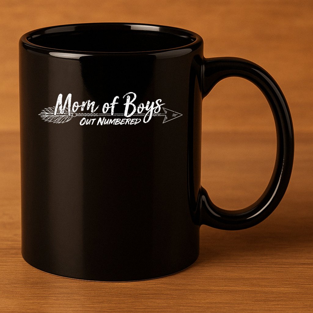 Mom Of Boys Outnumbered  11oz C Handle Ceramic Mug