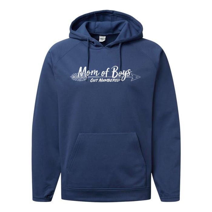 Mom Of Boys Outnumbered  Performance Fleece Hoodie