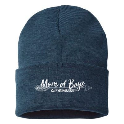 Mom Of Boys Outnumbered  Sustainable Knit Beanie