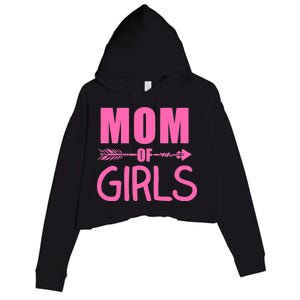 Mom of Girls Cute Mother's Day Crop Fleece Hoodie