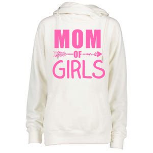 Mom of Girls Cute Mother's Day Womens Funnel Neck Pullover Hood