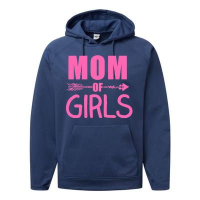 Mom of Girls Cute Mother's Day Performance Fleece Hoodie