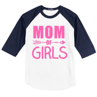 Mom of Girls Cute Mother's Day Baseball Sleeve Shirt