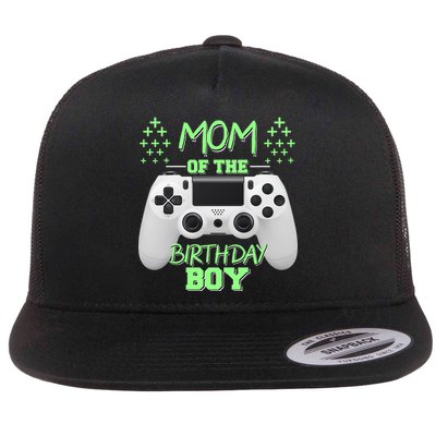 Mom Of The Birthday Boy Flat Bill Trucker Hat