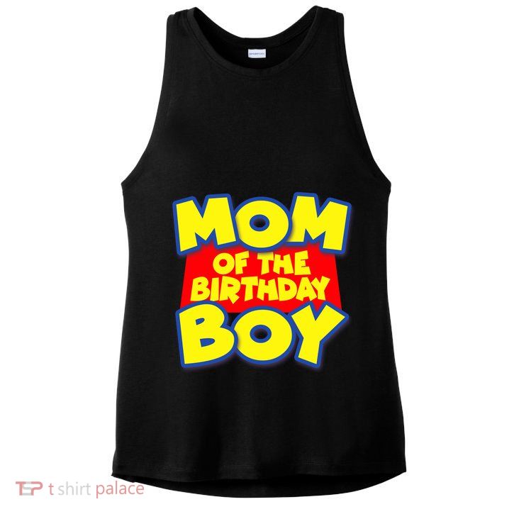 Mom of the Birthday Boy Spoof Toy Logo Ladies PosiCharge Tri-Blend Wicking Tank