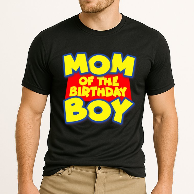 Mom of the Birthday Boy Spoof Toy Logo Cooling Performance Crew T-Shirt