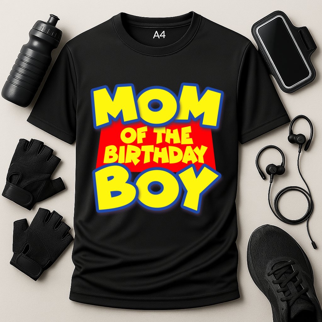Mom of the Birthday Boy Spoof Toy Logo Cooling Performance Crew T-Shirt