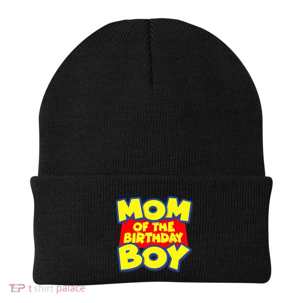 Mom of the Birthday Boy Spoof Toy Logo Knit Cap Winter Beanie