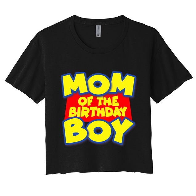 Mom of the Birthday Boy Spoof Toy Logo Crop Top