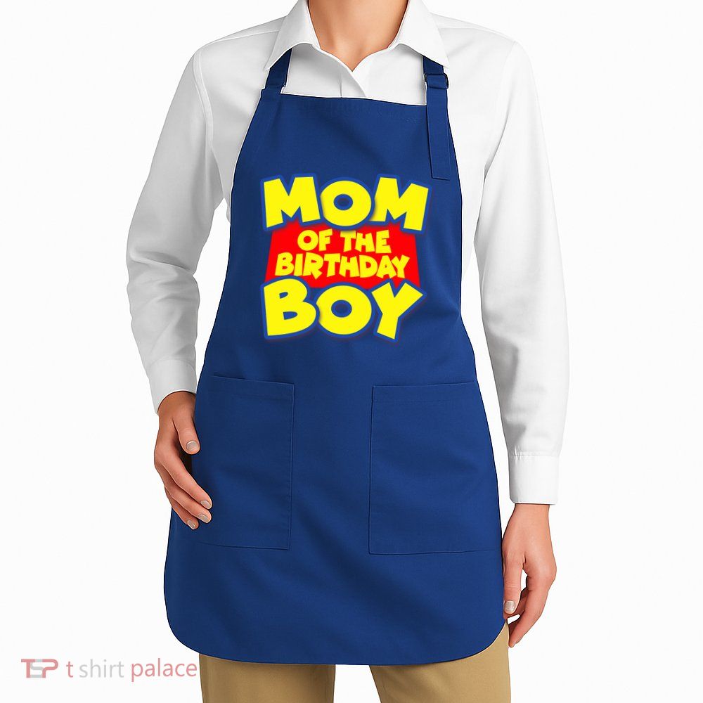 Mom of the Birthday Boy Spoof Toy Logo Apron