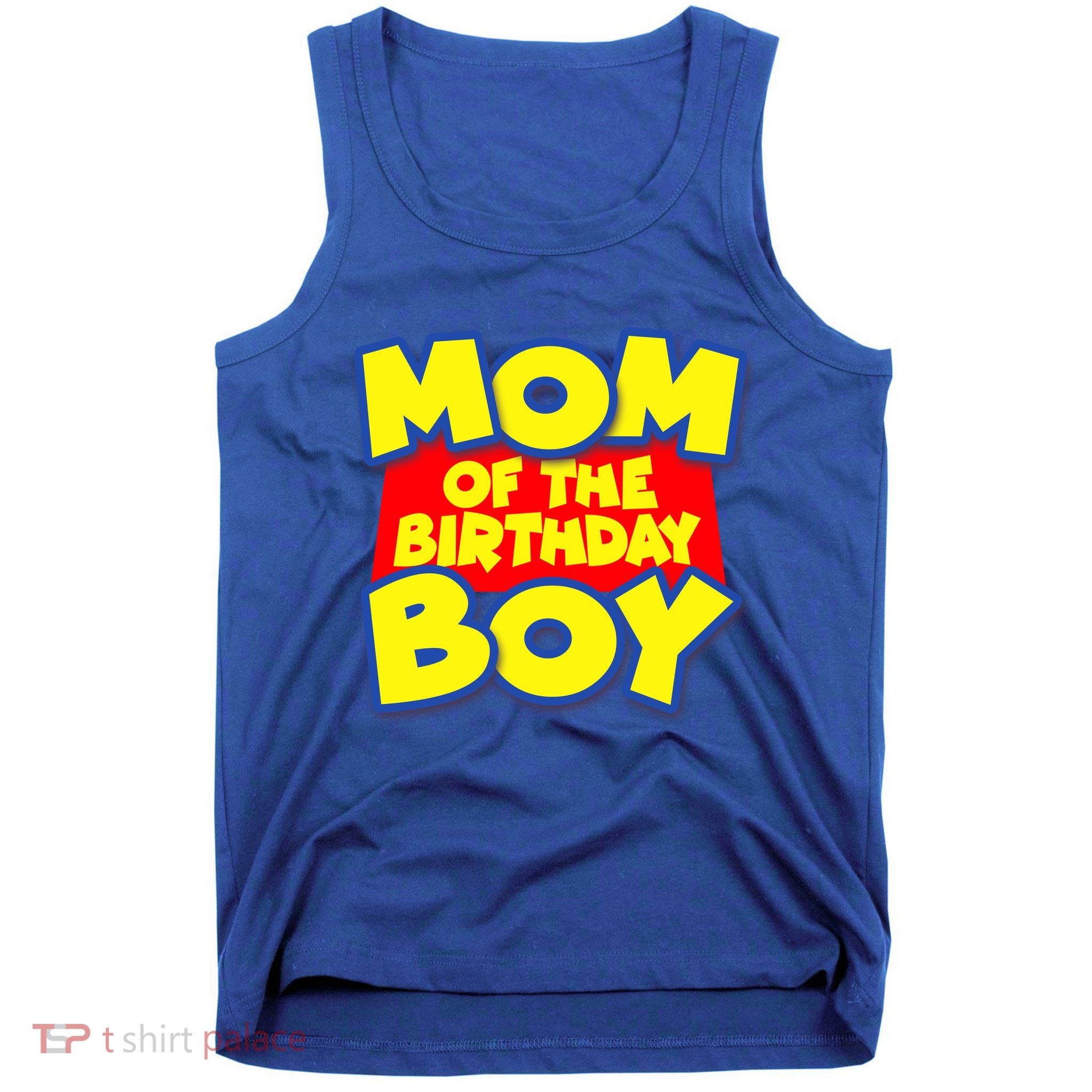 Mom of the Birthday Boy Spoof Toy Logo Tank Top