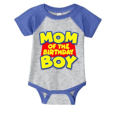 Mom of the Birthday Boy Spoof Toy Logo Infant Baby Jersey Bodysuit
