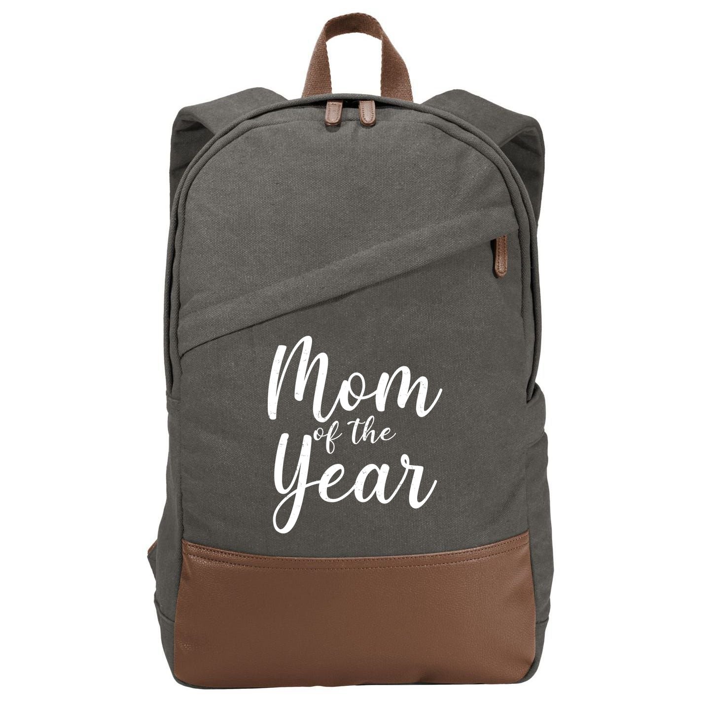Mom of the Year Happy Mother's Day Cotton Canvas Backpack