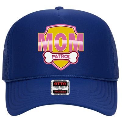 Mom Patrol Dog Mom High Crown Mesh Back Trucker Hat