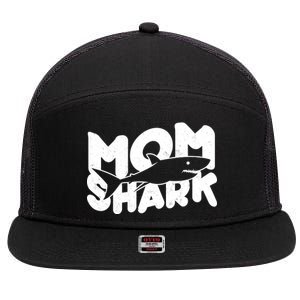 Mom Shark Funny Cute 7 Panel Mesh Trucker Snapback Hat