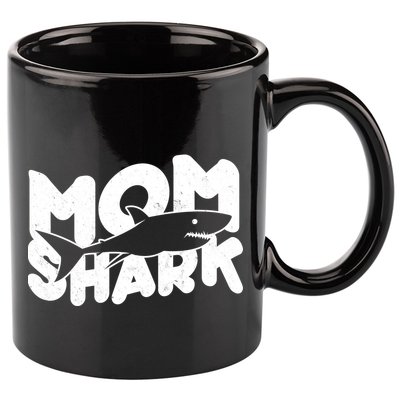 Mom Shark Funny Cute 11oz C Handle Ceramic Mug