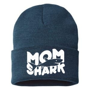 Mom Shark Funny Cute Sustainable Knit Beanie