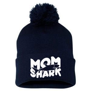 Mom Shark Funny Cute Pom Pom 12in Knit Beanie