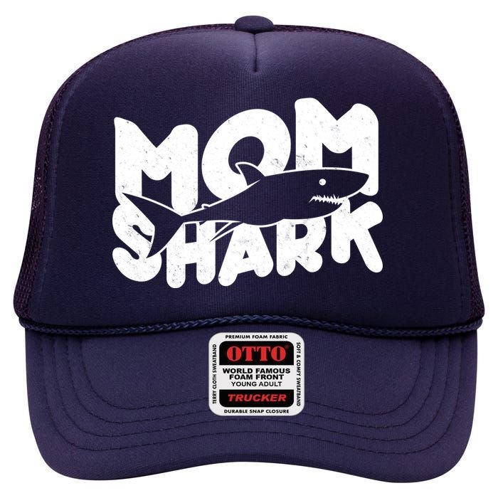 Mom Shark Funny Cute High Crown Mesh Back Trucker Hat