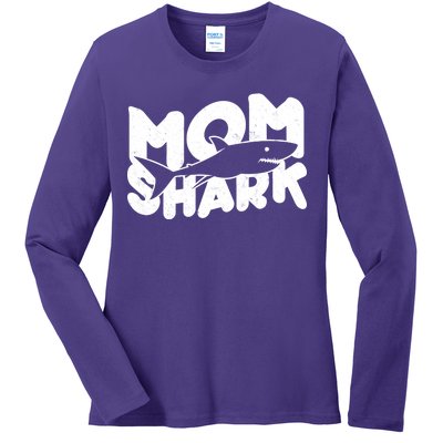 Mom Shark Funny Cute Ladies Long Sleeve Shirt