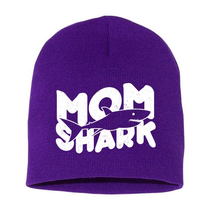 Mom Shark Funny Cute Short Acrylic Beanie