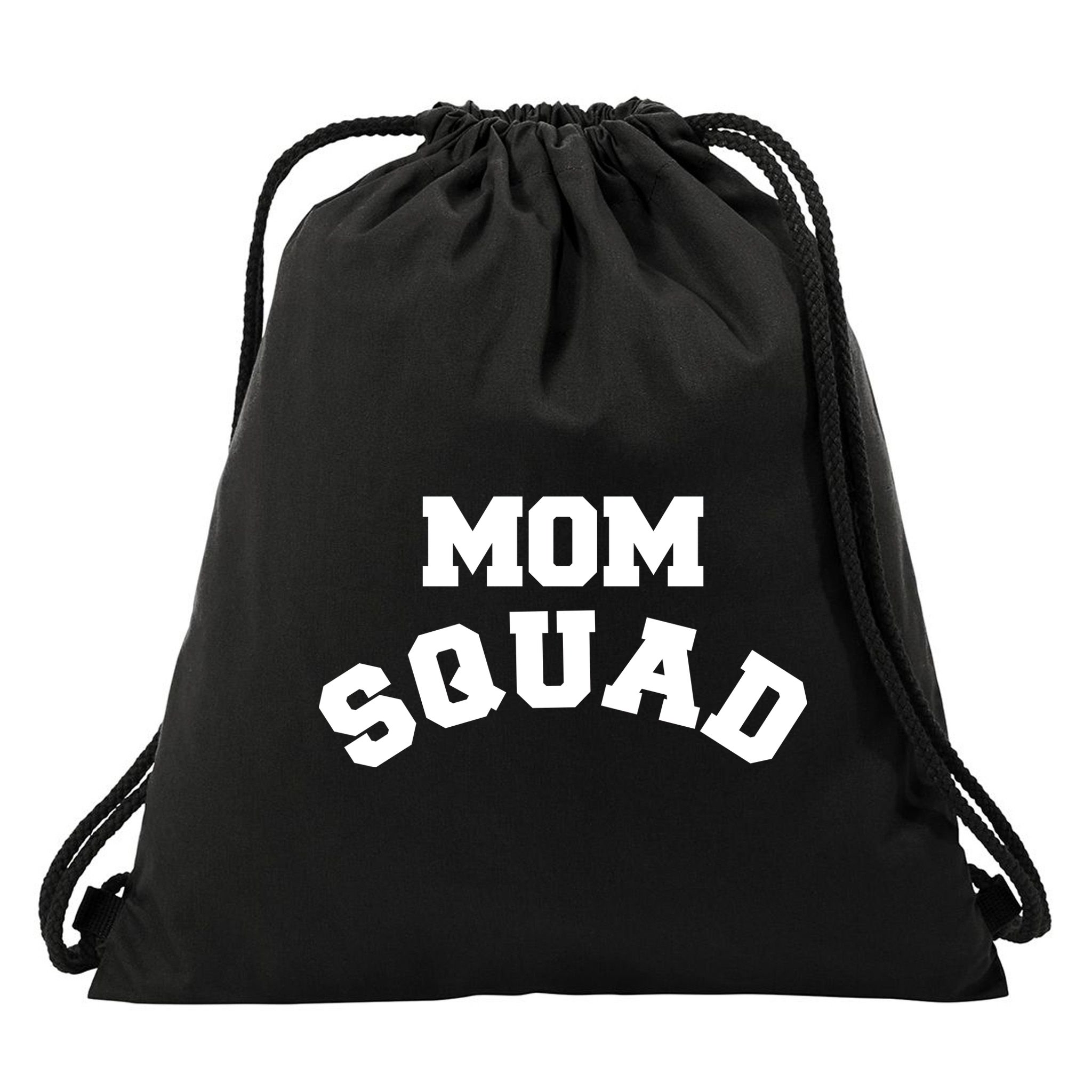 Mom Squad Bold Text Logo Drawstring Bag