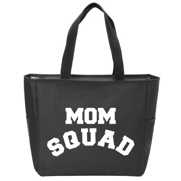 Mom Squad Bold Text Logo Zip Tote Bag