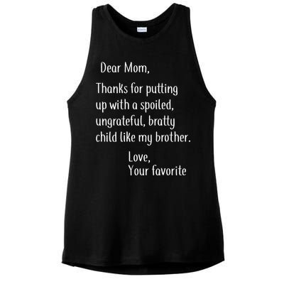 Mom Thanks For Putting Up With My Brother Ladies PosiCharge Tri-Blend Wicking Tank