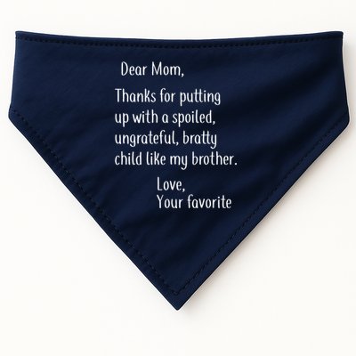 Mom Thanks For Putting Up With My Brother USA-Made Doggie Bandana