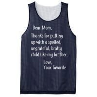 Mom Thanks For Putting Up With My Brother Mesh Reversible Basketball Jersey Tank