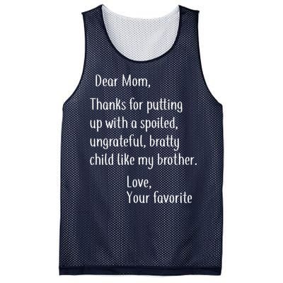 Mom Thanks For Putting Up With My Brother Mesh Reversible Basketball Jersey Tank