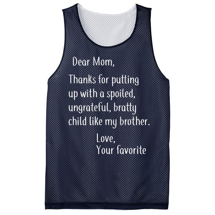 Mom Thanks For Putting Up With My Brother Mesh Reversible Basketball Jersey Tank