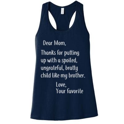 Mom Thanks For Putting Up With My Brother Womens Tank Top