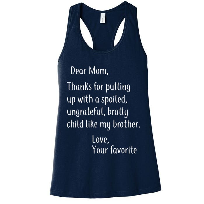 Mom Thanks For Putting Up With My Brother Womens Tank Top