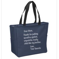 Mom Thanks For Putting Up With My Brother Zip Tote Bag