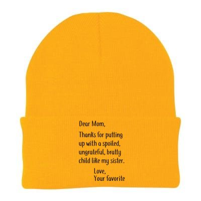 Mom Thanks For Putting Up With My Sister Knit Cap Winter Beanie