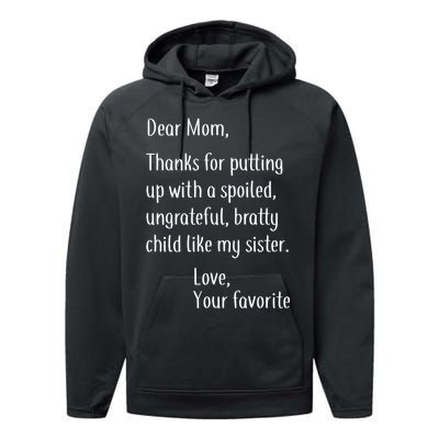 Mom Thanks For Putting Up With My Sister Performance Fleece Hoodie